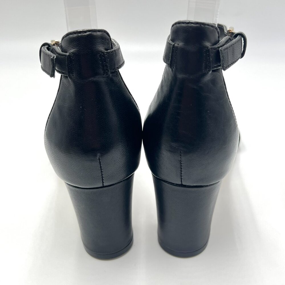 Nine West Womens 6.5 Pruce Black Leather Classic Block Heel Sandals Heels‎ Shoes - Picture 7 of 15